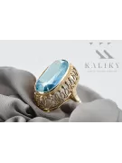 14 Karat Gelbgold Aquamarin Ring Vintage Handwerk vrc129y